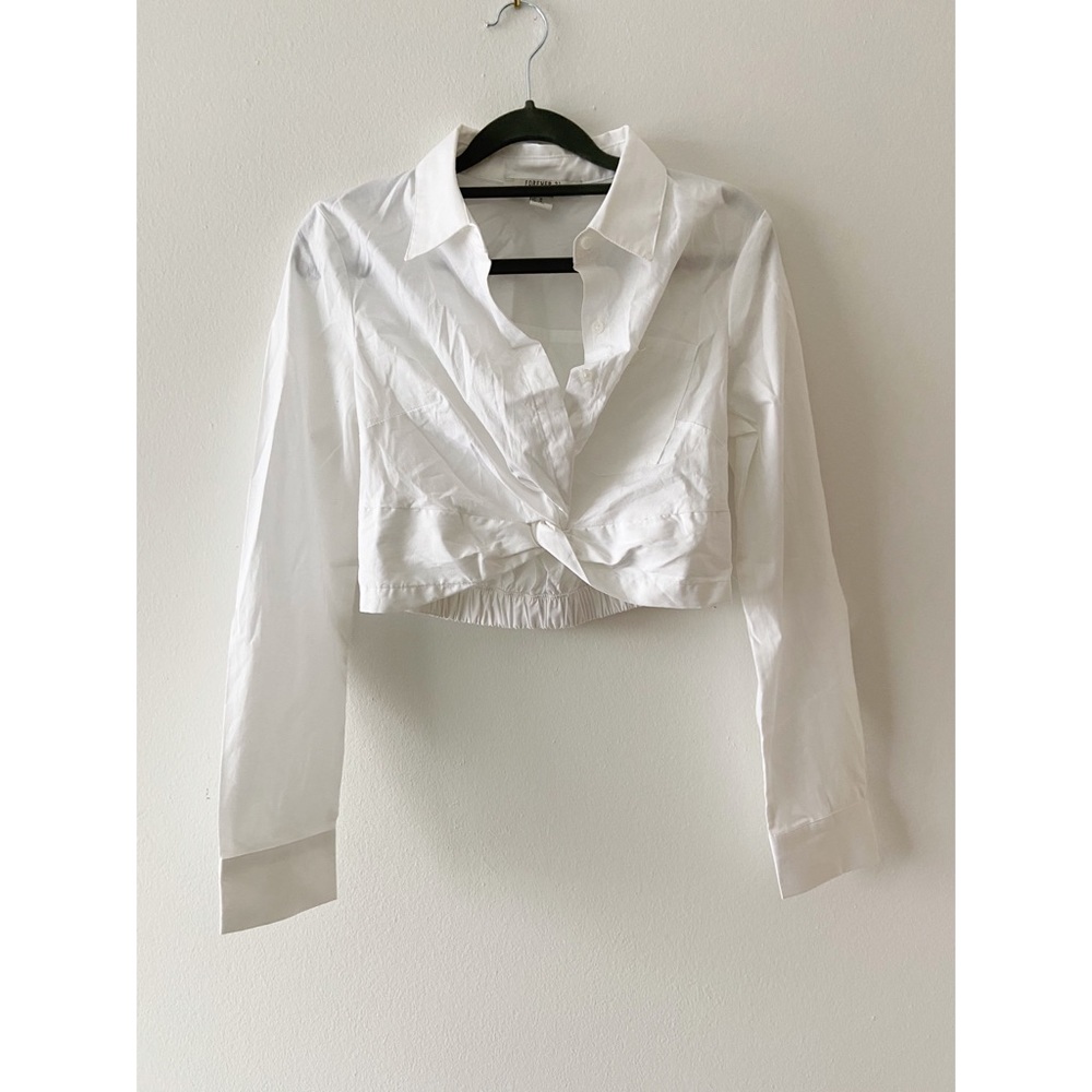Collared Crop Top Dress Blouse